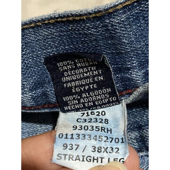 Chaps Jeans Mens Denim 38x32 Blue Slim Straight Fit Cotton Spandex - Picture 5 of 8